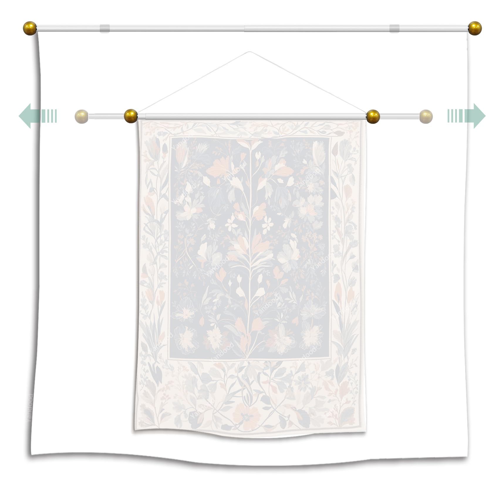 Tringle télescopique à suspendre pour tapisserie, décoration de chambre, barre de suspension murale évolutive (43,2 à 81,3 cm, noir)