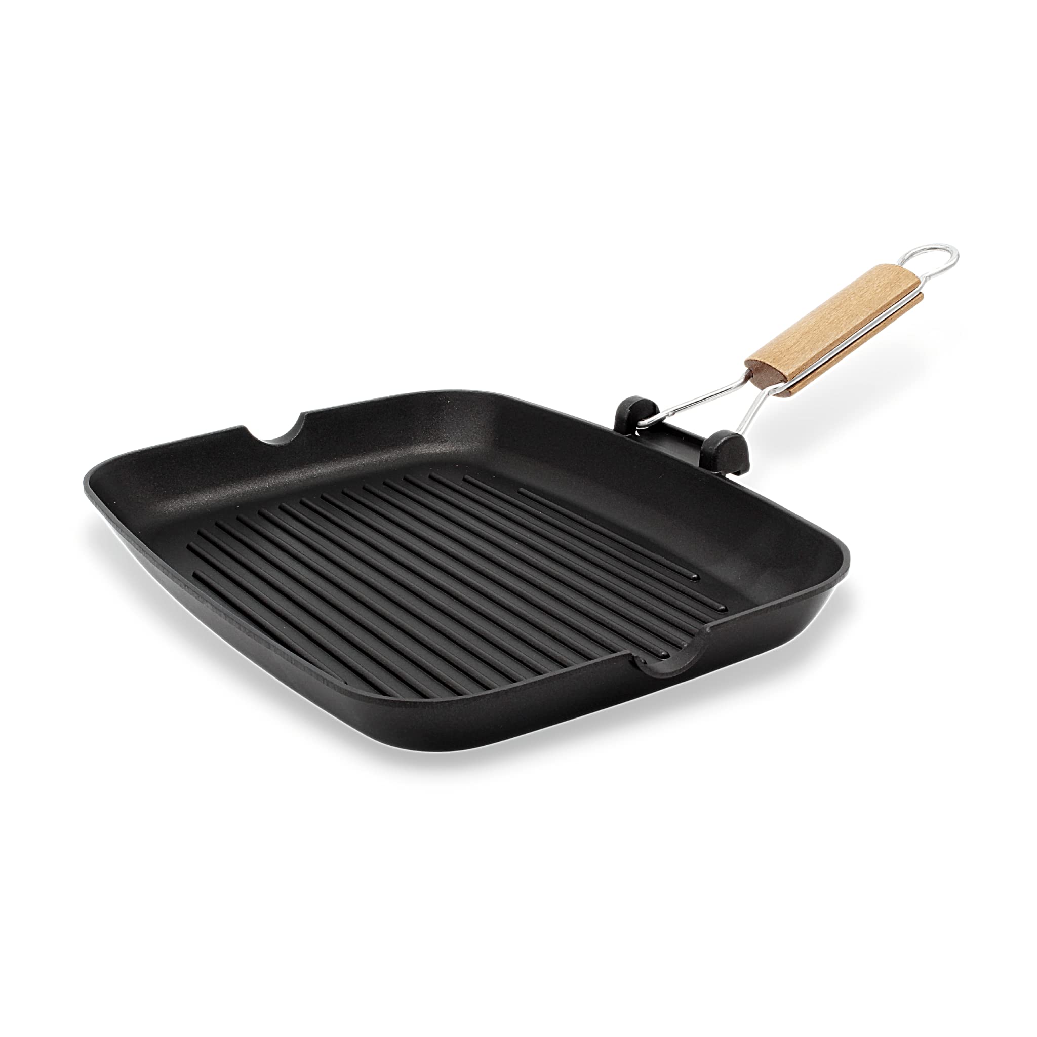 Plaque Fonte Plat De Gril Fonte Olympia Avec Support Bois 24x14cm - Antiadhésif Naturel Pour Steaks Et Fajitas Plat Antiadhésif Fonte
