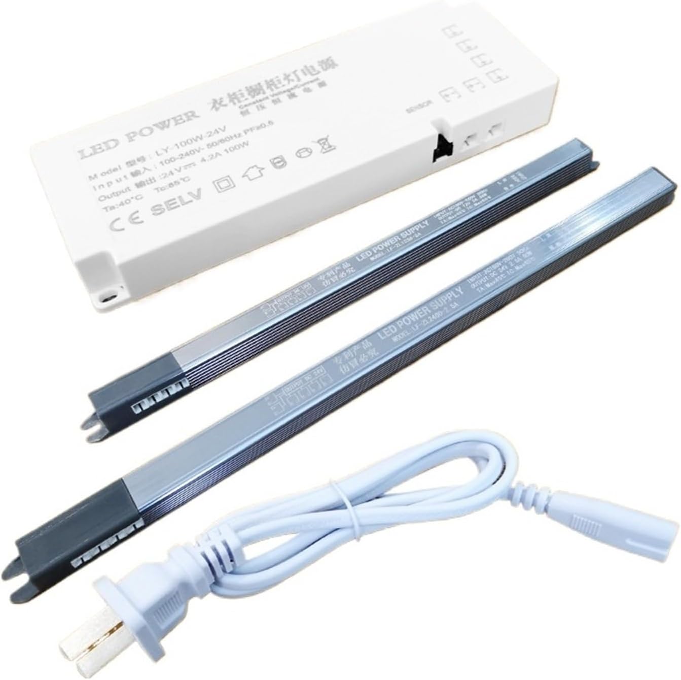 Cabinet Light Dedicated Power Supply 12V Interface Light with Induction Switch Ultra-Thin Transformer 24v Wardrobe Wine Cabinet Light(24v-48w-2A-Long Strip Style)