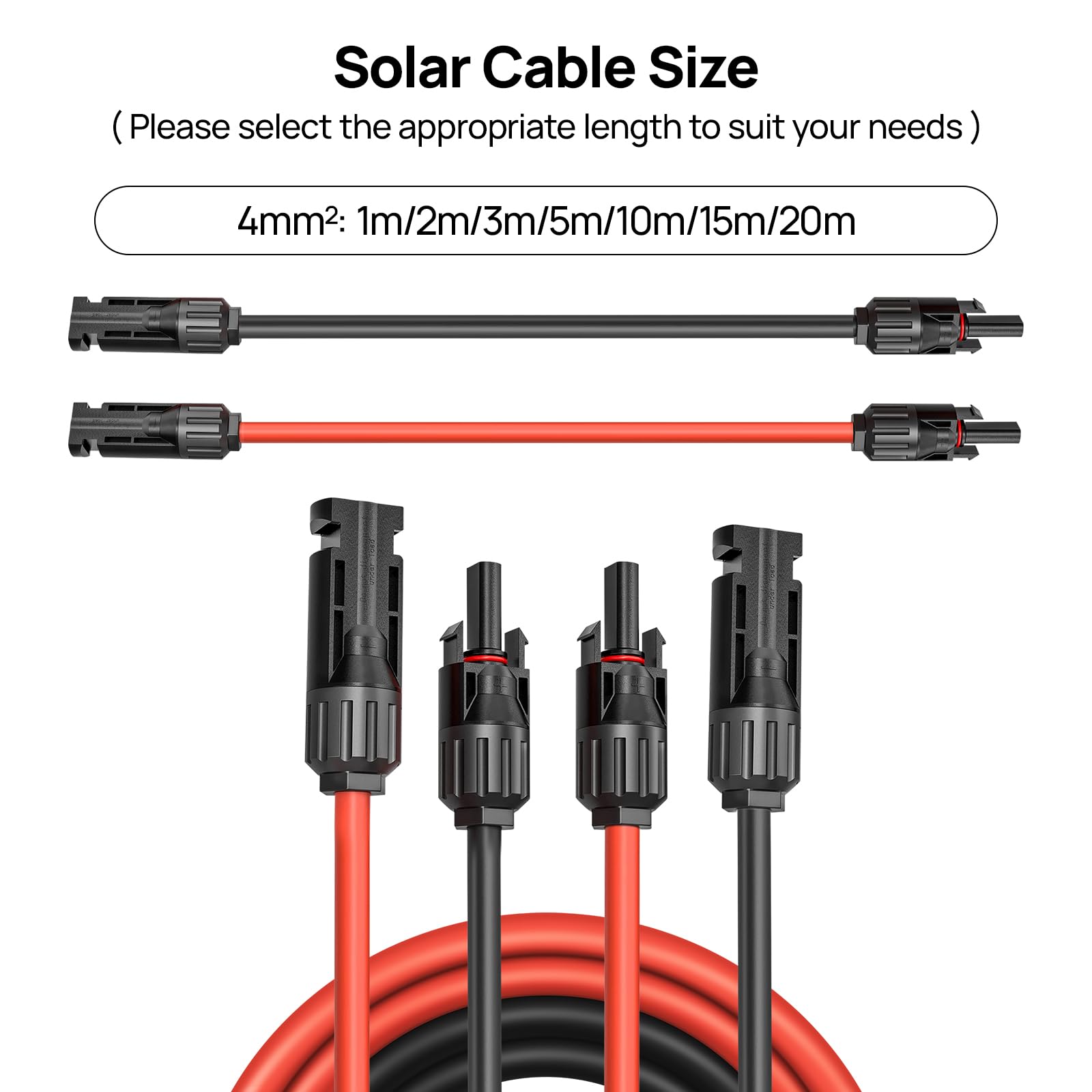 Cavo di prolunga da 15 m, 4 mm², cavo solare da 4 mm², cavo solare da 4 mm², cavo fotovoltaico IP67, per impianto solare PV e impianto elettrico da balcone