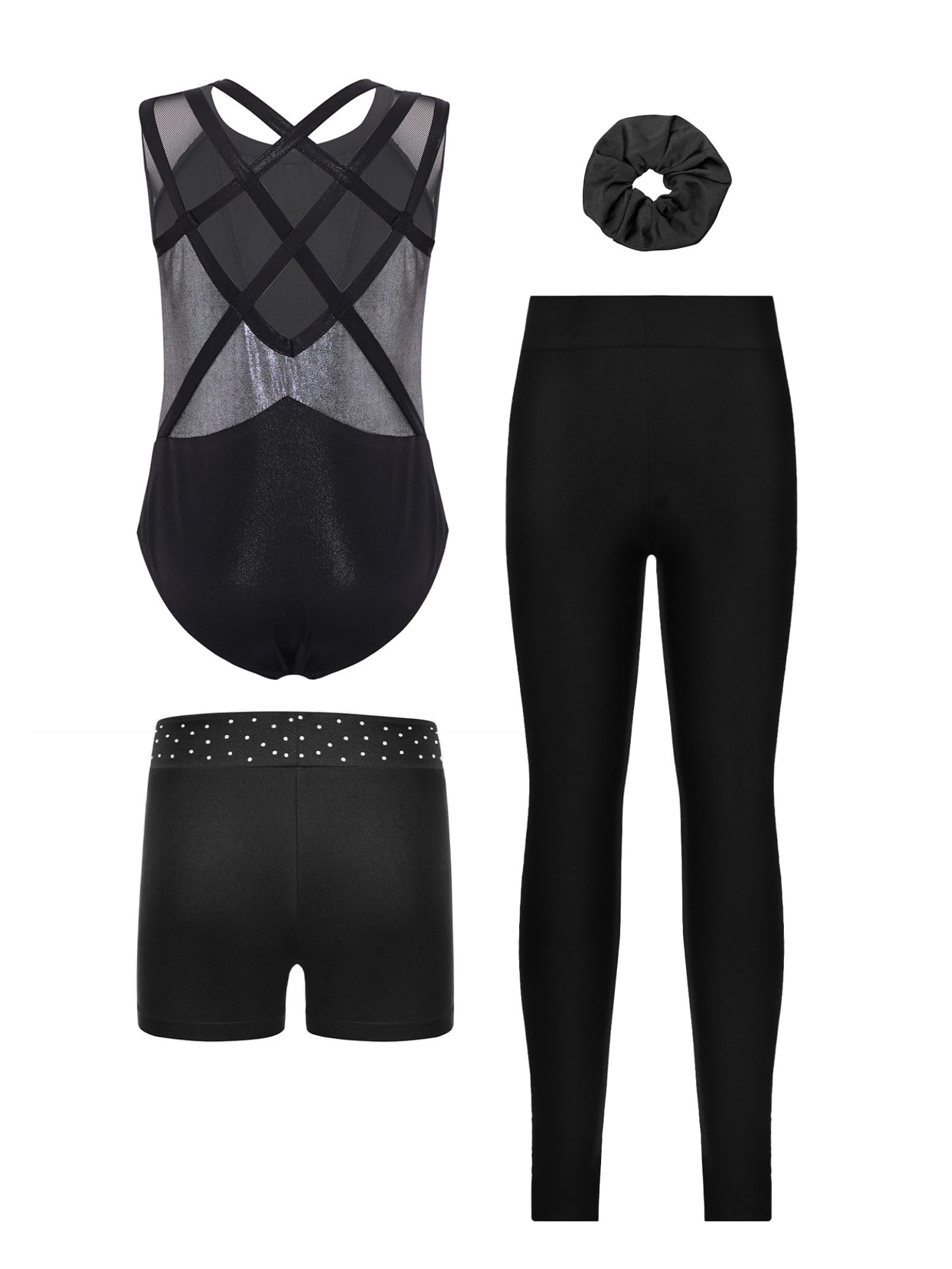 Tuta Ginnastica Con Shorts Bambine Tuta Ginnastica Con Maniche Lunghe Bambine Abiti Allenamento Body Danza Abiti Danza Pezzi Set