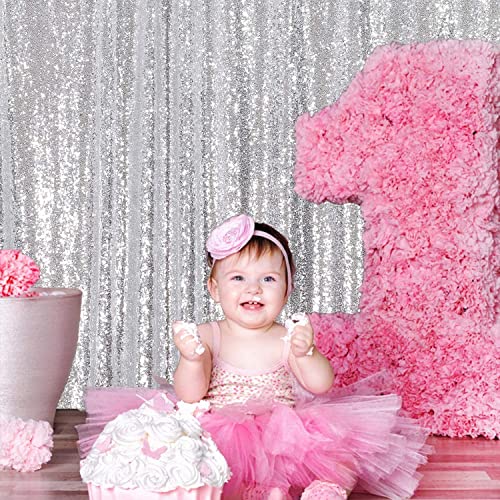 Sequin Backdrop 243x243cm Silver Shinny Sequin Photography Backdrop Party Prom Wedding Youtobe Banquet Photo Background (8x8 feet)