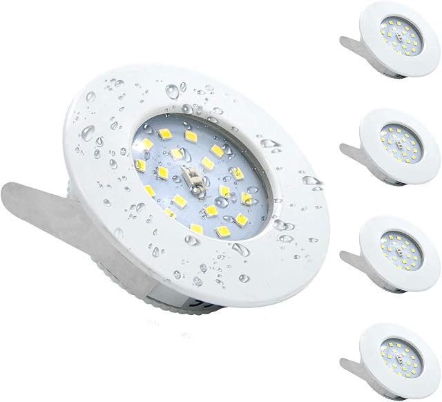 Wondlumi 4X 5W LED Recessed Ceiling Lights, IP44 Ultra Slim Recessed Bathroom Spotlights Downlights Cool White for Kitchen 240V 500LM Non-Dimmable