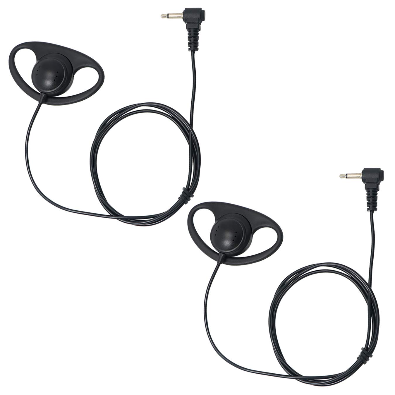 3.5mm Listen Only Earpiece, Soft Rubber D Shape Earhook 1 Pin Headset Earpiece for Two Way Radios Speaker Mics (Pack of 2)