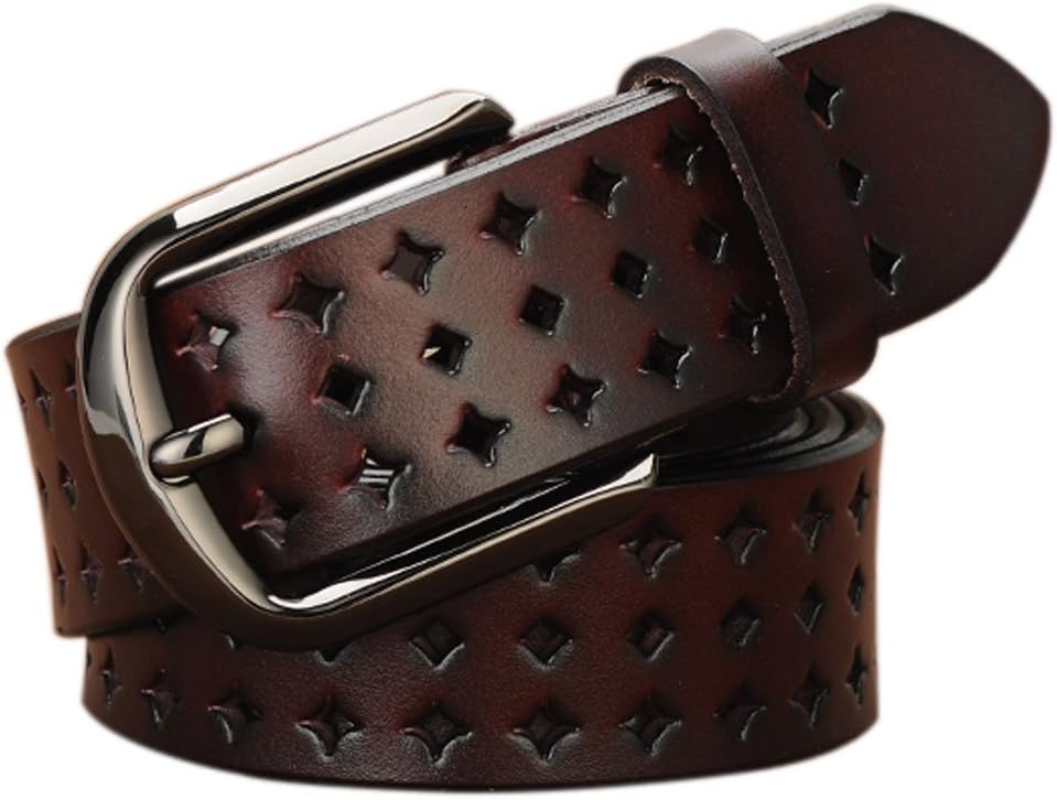 VONSELY Hollow Leather Belts for Women, Soft Leather Womens Belts with Pin Buckle