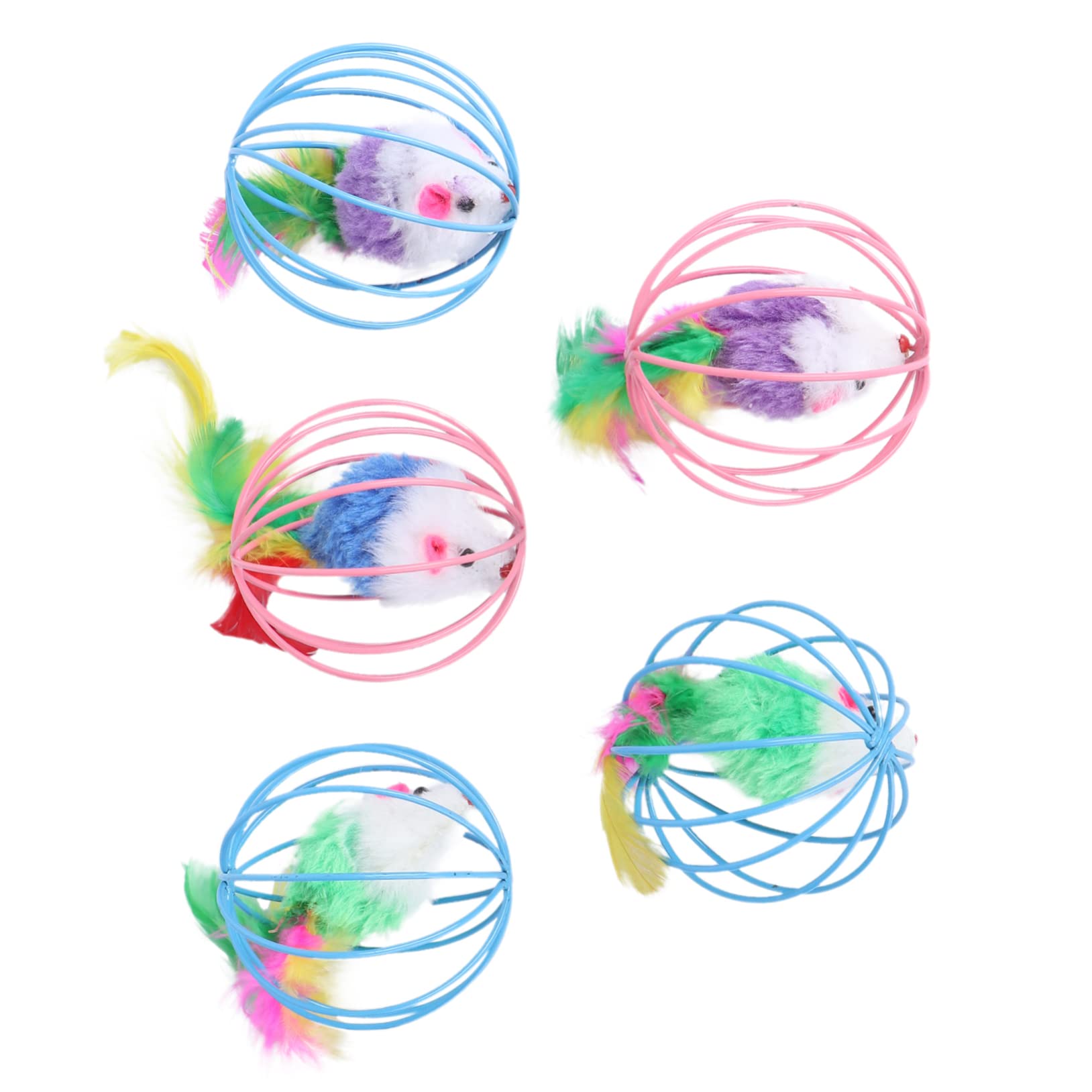 CORHAD 5Pcs Cage Mouse for Cats Engaging Plaything for Pet Cats Plush and Material Funny Design for Indoor Play