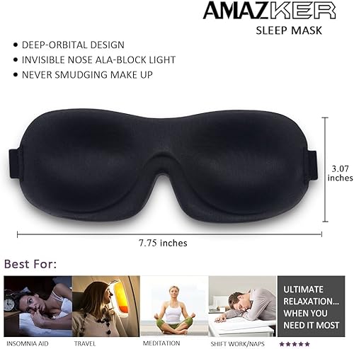 Miniatura 5 de SleepFun - Mascarilla invisible Alar Deep Orbit 3D para dormir ultra ligera y cómoda para viajes siesta trabajos de turno negro y azul azul y negro