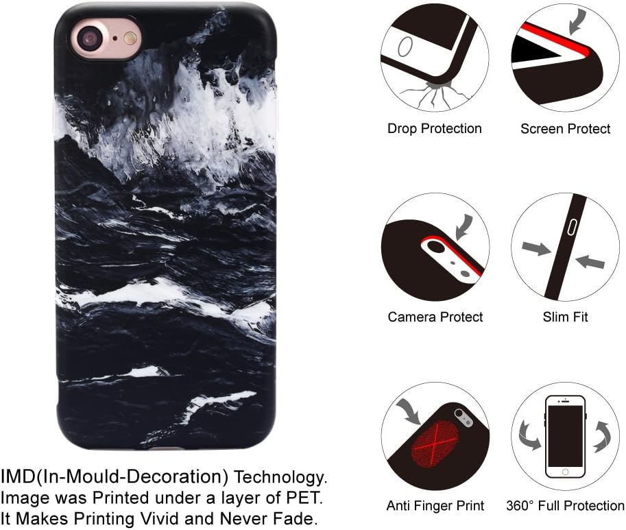GOLINK iPhone 7 Case/iPhone 8 Case, Oil Painting Slim-Fit Anti-Scratch Shock Proof Anti-Finger Print Flexible TPU Gel Case for iPhone 7iPhone 8 - Dark Sea
