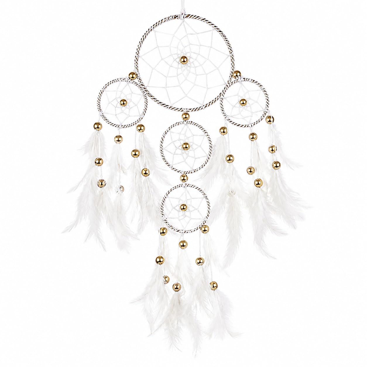 Good Aura Store Handmade Dream Catchers Wall Hangings for Home Decor Kids Room Bedroom Livingroom Balcony Feathers Dreamcatcher Wall Decorative Items(Pack of 1, 15LX65Hcm, White)-image-29