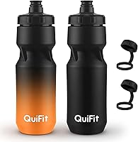QuiFit 24oz Cycling Water Bottles 2 Pack - BPA-Free Leakproof Sports Bottles, Lightweight Dust Cap, Fits Bike Holders for Biking Running Gym