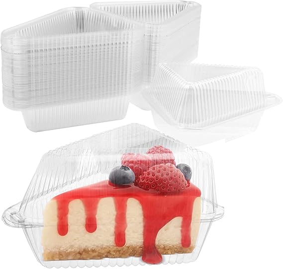 100 Pcs Cake Slice Plastic Containers with Lids 5“ Clear Medium Dome