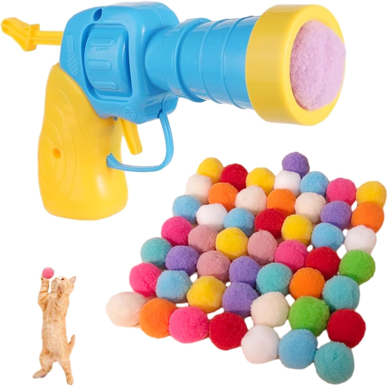 50 PCS Lnteractive Cat Toy Cat Fetch Toy Gun Cat Ball Launcher Gun with