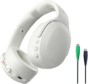 Skullcandy Crusher Evo Wireless Bluetooth Headphones with Multi-Sensory Bass and Charging Cable, Noise Isolating Over-Ear Fit, Up to 40 Hours Battery, Microphone for iPhone Android - Bone asin的图片