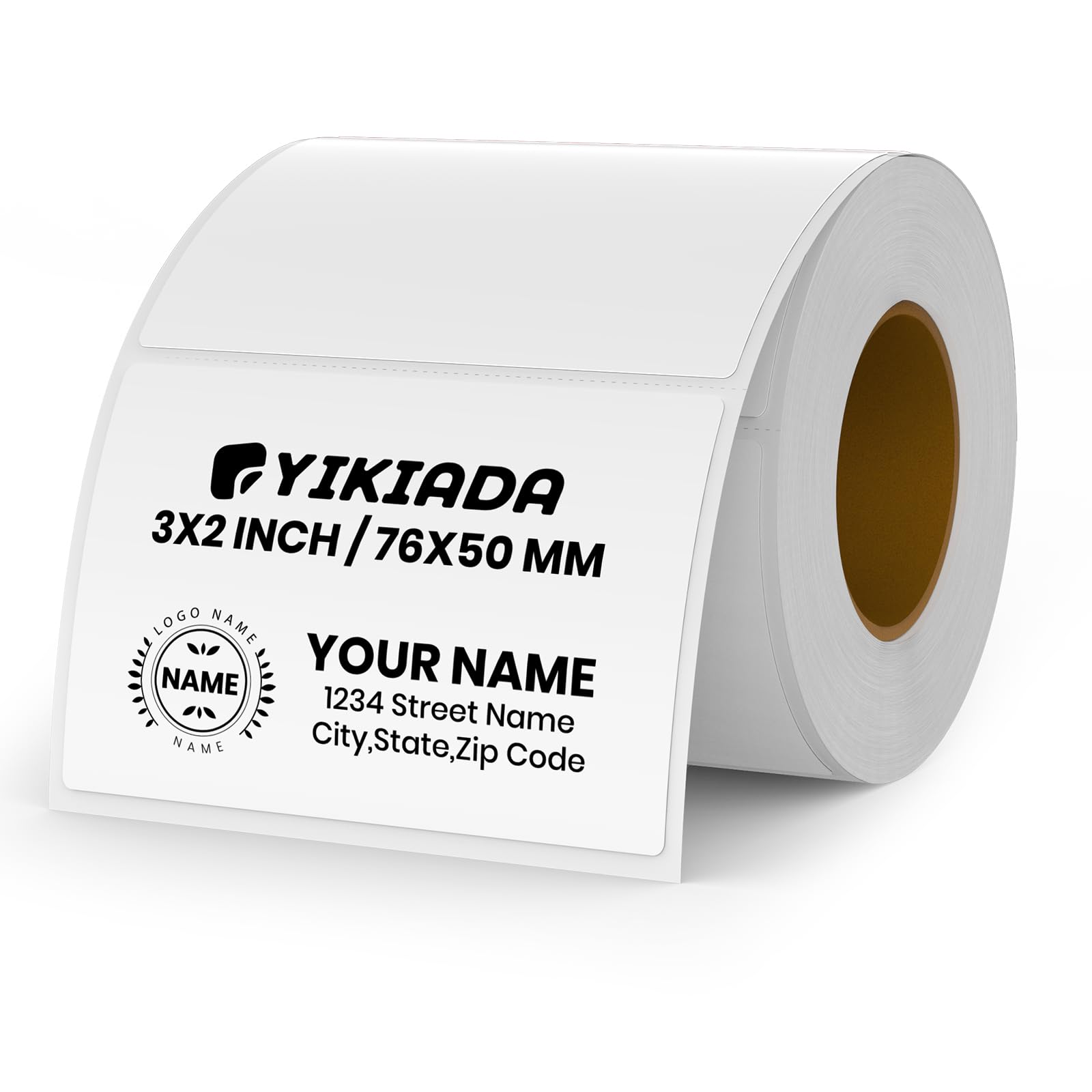 Étiquettes thermiques blanches en vinyle de 50 × 76 mm, rouleau rectangulaire auto-adhésif, adhésif pour adresses, résistant à l'eau, pour nom, code-barres, code QR, DIY, 500 unités