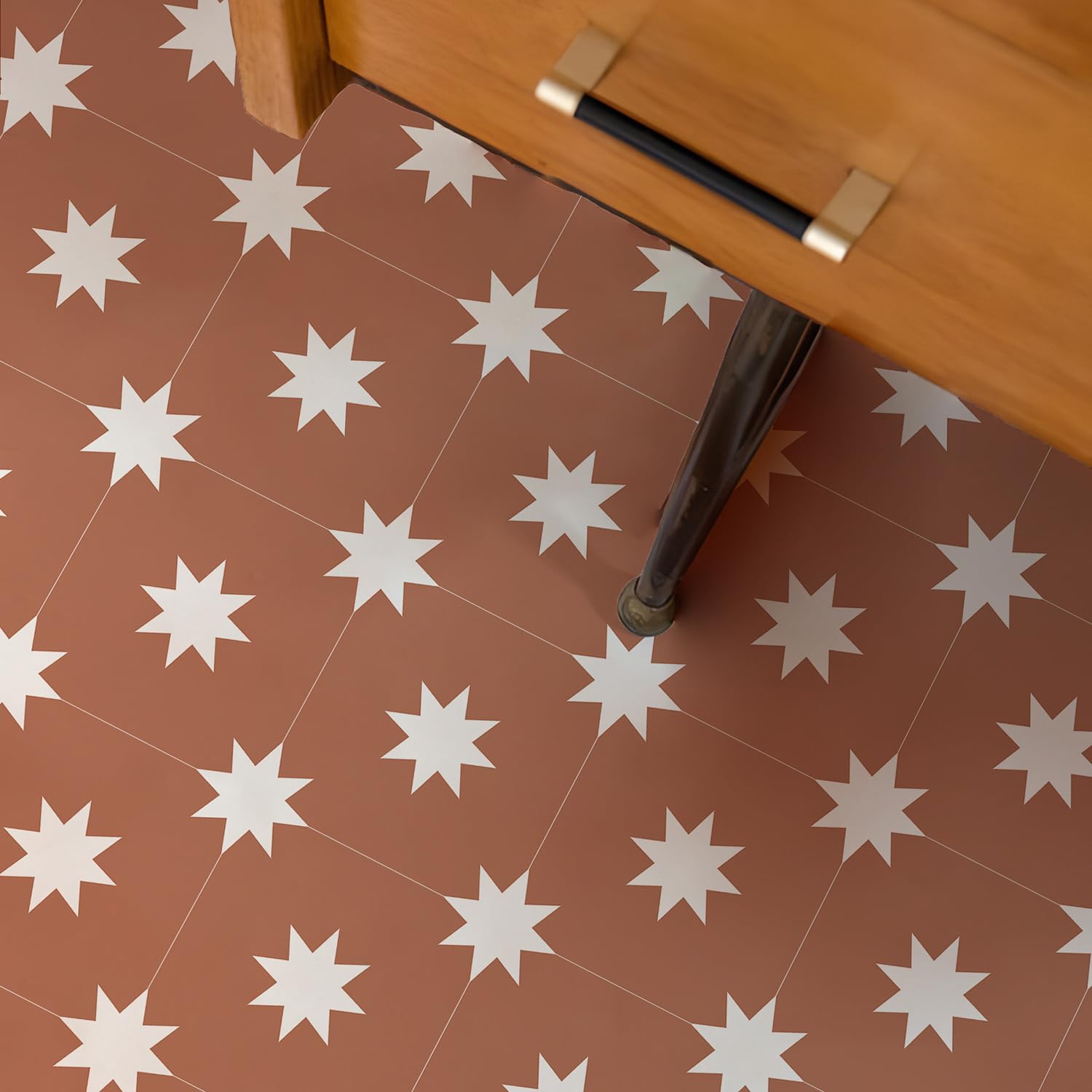 Alwayspon Tile Sticker, 25PcsX20cm/8inch Red Self Adhesive Stick on Tiles Transfer Sticker for Bathroom Kitchen, Splashback, Peel and Stick Vinyl Floor Wall Tiles Sticker — image 1