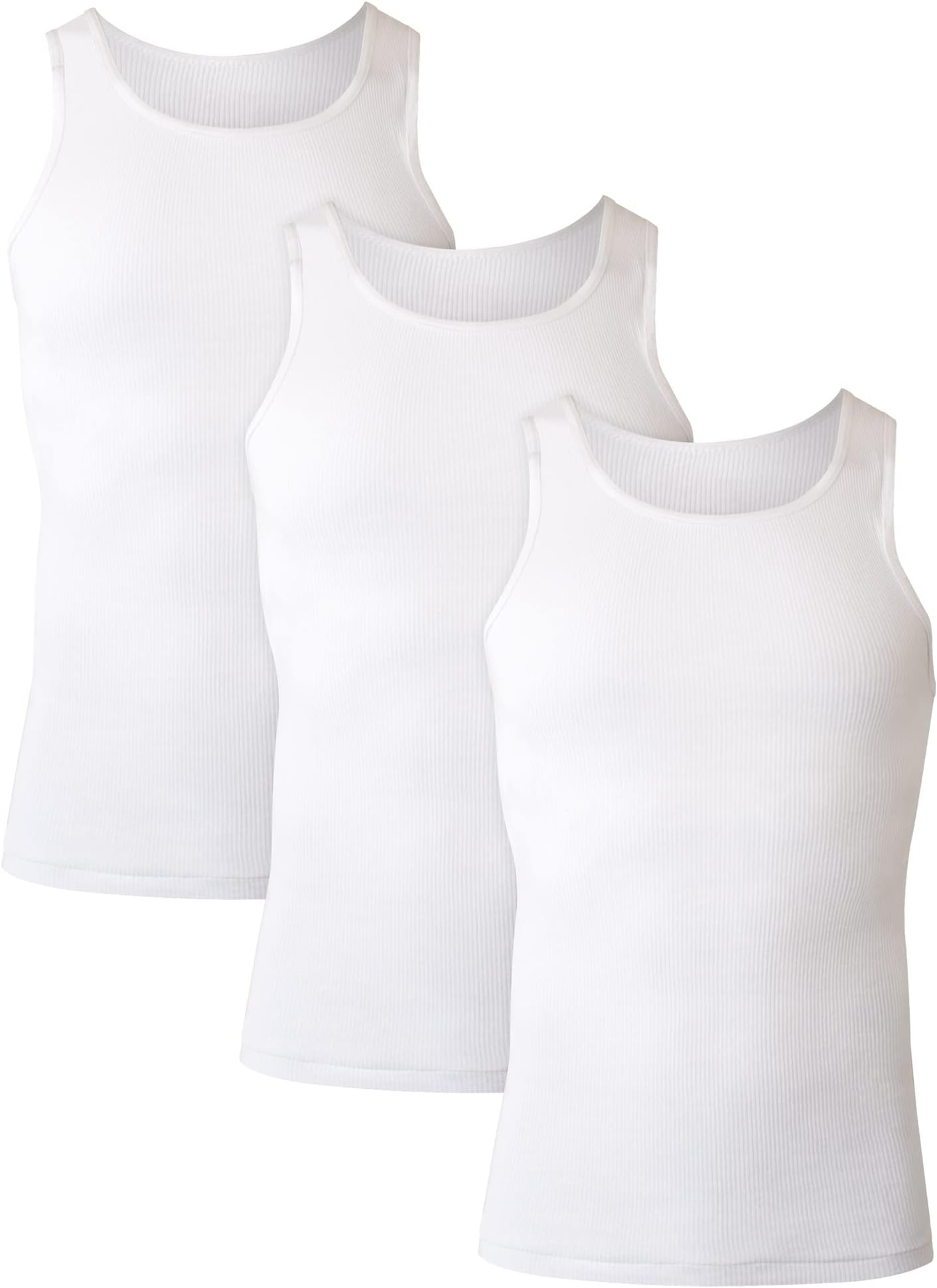 Men’s Tagless Ribbed Undershirt Tall, Various Pack Size Options