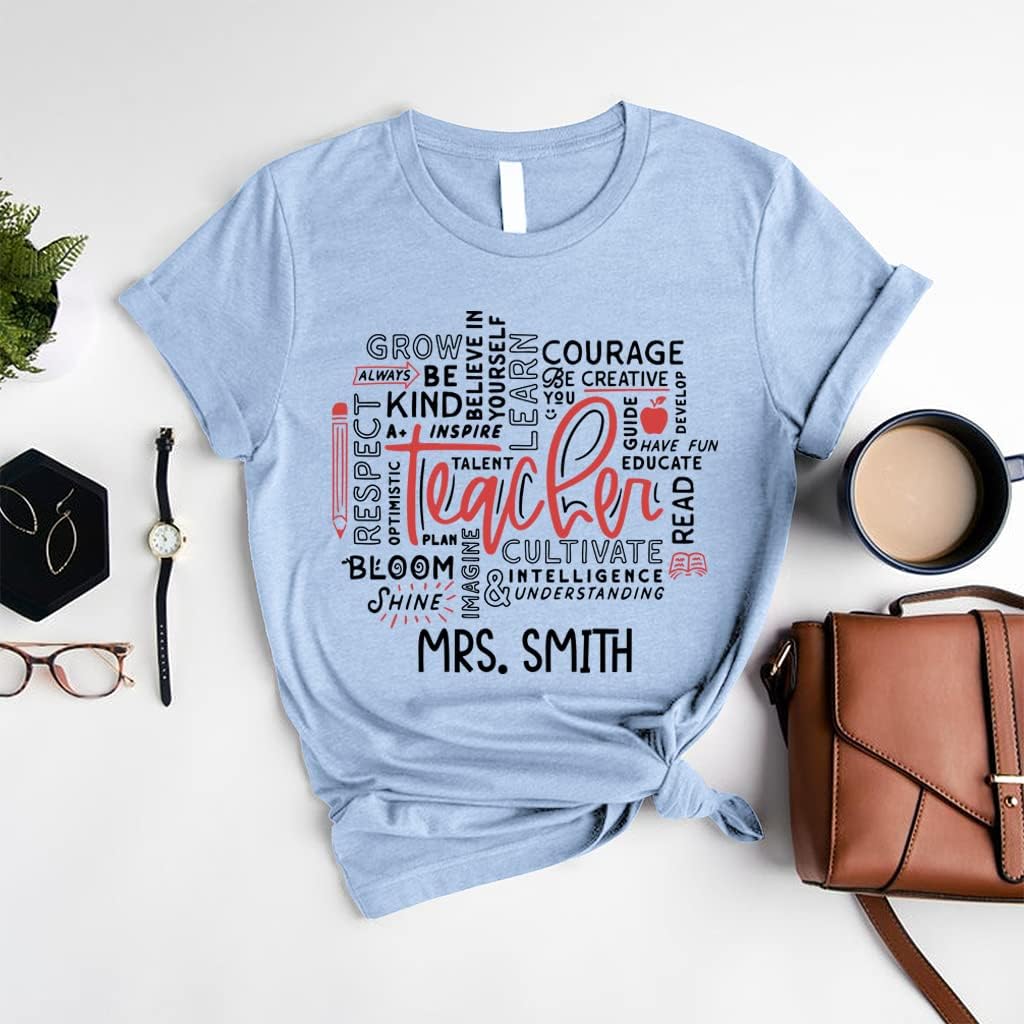 NAZENTI Personalized Teacher Shirts, Teacher Gifts, Back to School Shirt, Preschool Teacher Shirts - Image 3