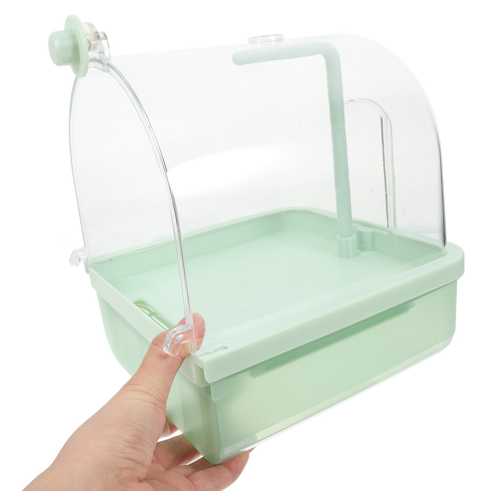 Bain Suspendu pour Oiseaux avec Robinet Rotatif 180° Automatique, Bassin Externe en Abs pour Routine de Soin des Perroquets en Intérieur