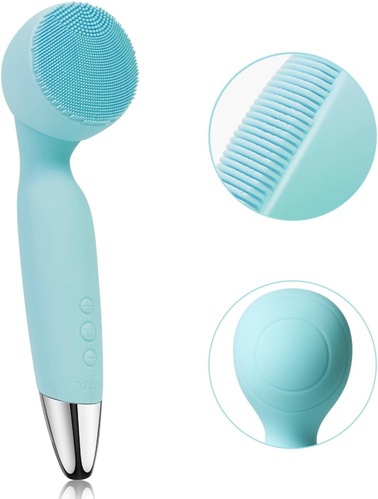 Viala Facial Brush Waterproof Body Facial Cleansing Brush 2-in-1 Multi-Function Portable Facial Skin Care Electric Wand Massager Deep Cleaning 4 Mode Face Cleaner Device(Blue)