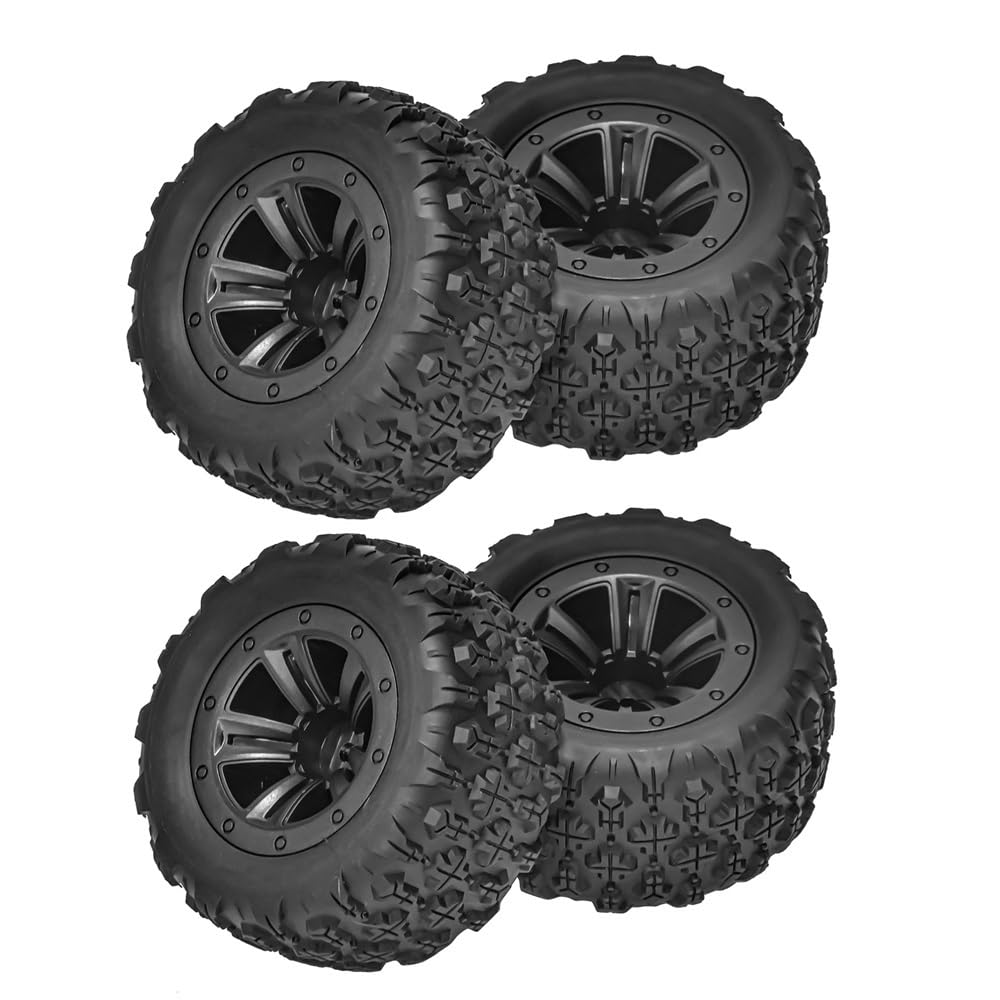 COMODO 4pcs 83mm Rubber RC Pneumatici per 1/16 Scale H16 RC Cars – 43mm Wide Replacement Tire Set con 12mm Hex