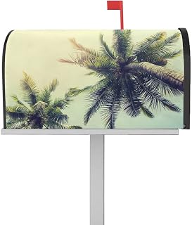 Mailbox Covers Magnetic Post Box Cover Beach Tropical Coast Coconut Palm Tree Mailbox Cover for Outdoor Garden Yard Decorations Standard Size 18.5" X 21.7"
