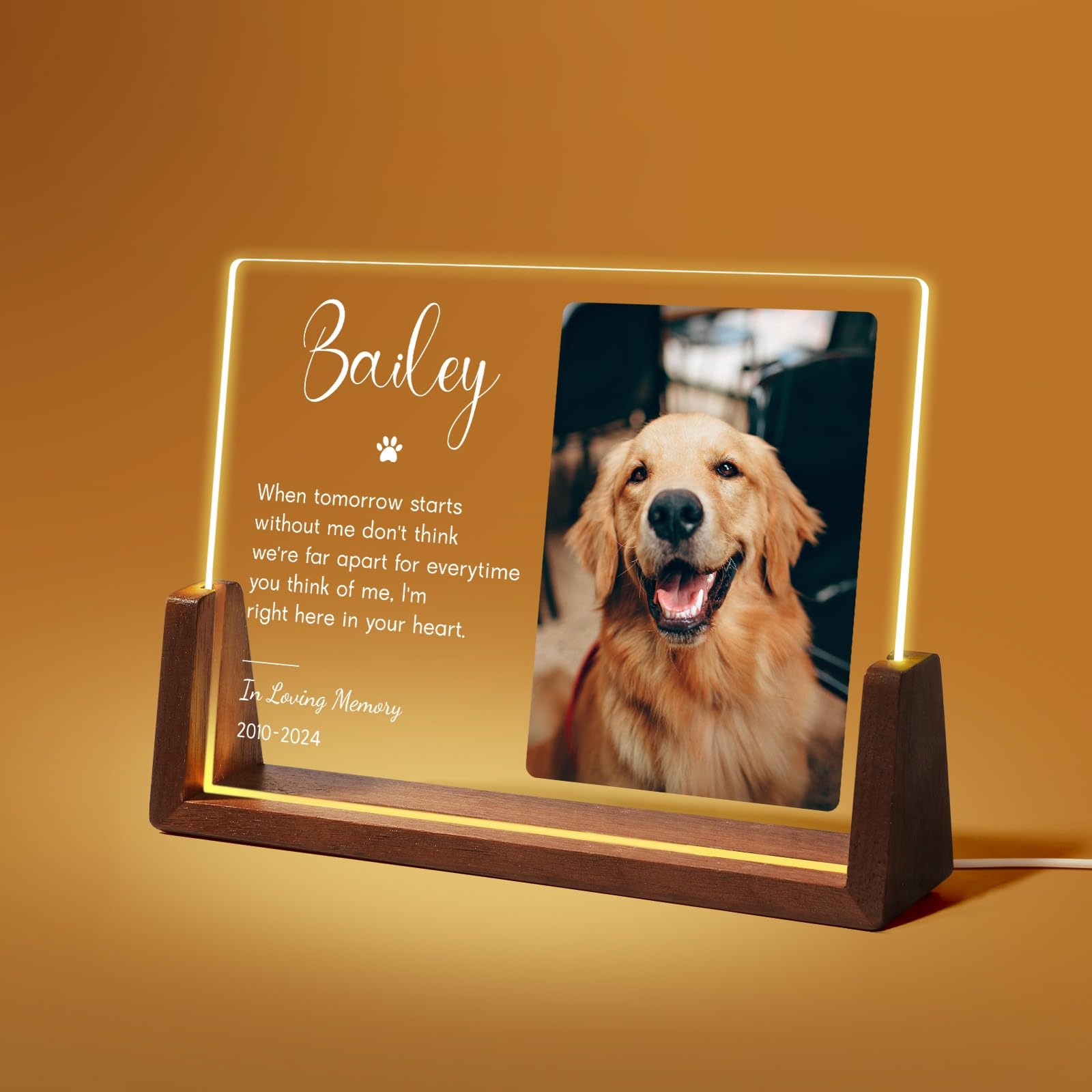 NIBESSER Personalised Dog Memorial Gifts, Dog Memorial Gifts for Loss of Dog Pet Loss Gifts in Memory of Dog Night Lights Custom Dog Acrylic Plaque Cat Memorial Photo Frame Pet Sympathy Gifts