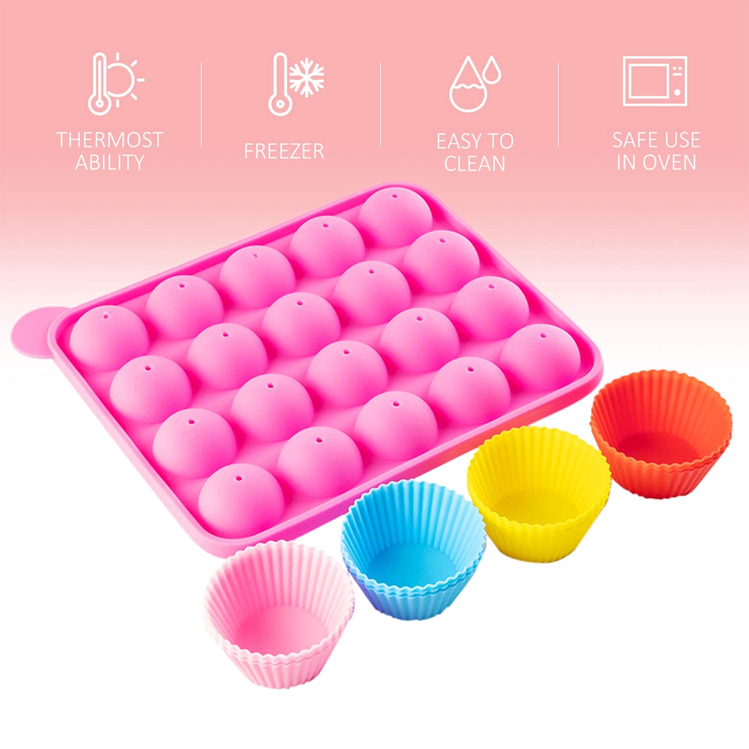 Kit para hacer pasteles con 2 juegos de moldes de silicona con soporte para tartas de 3 niveles, olla para derretir dulces de chocolate, moldes de silicona para cupcakes, palitos de piruleta de papel,