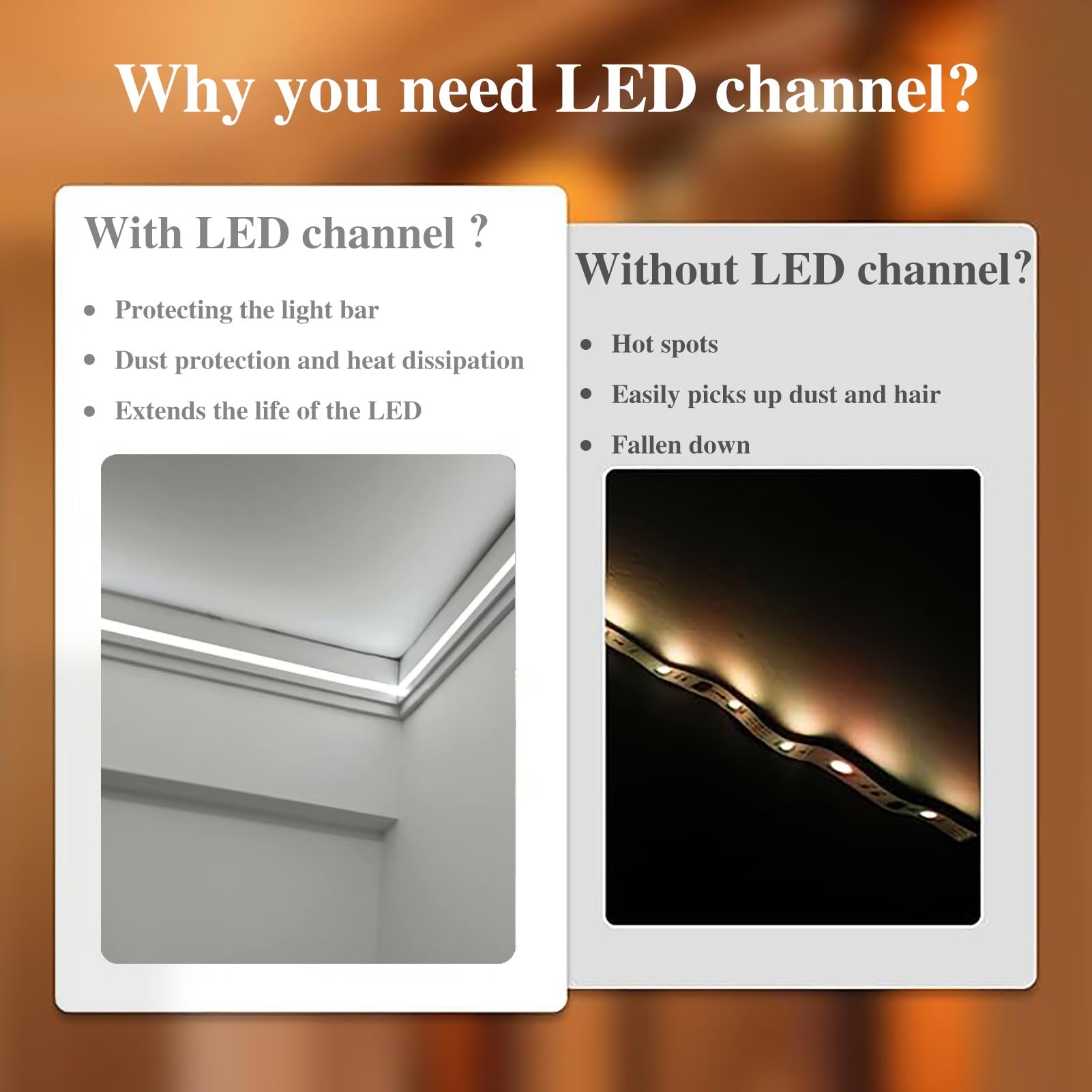 Sistema di illuminazione a LED per casa, palestra, garage o officina, modanatura indiretta per diffusori e canali a binario, rivestimento per pareti e soffitti con alloggiamento