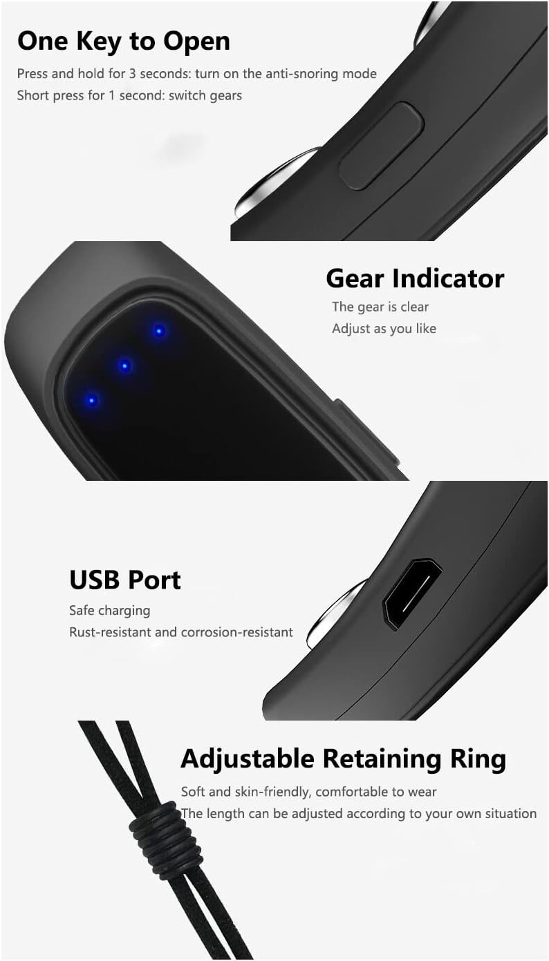 RUIWAN Portable Anti-Snore Sleeping Device Mini Smart Sleep Aid Device,Sleep Problem Solution Tool for Men&Women,Adjustable Cord Instant Snoring Relief Device 1.0 Count