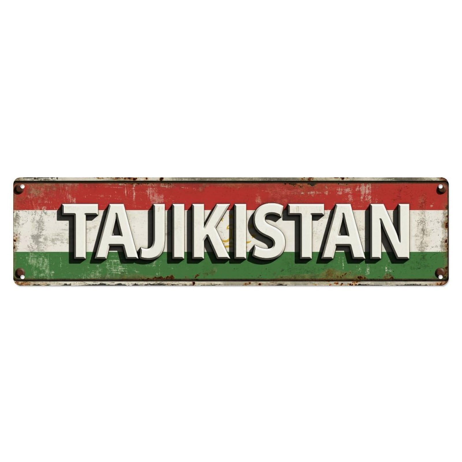 Metal Tin Sign Vintage Tajikistan Flag Pattern