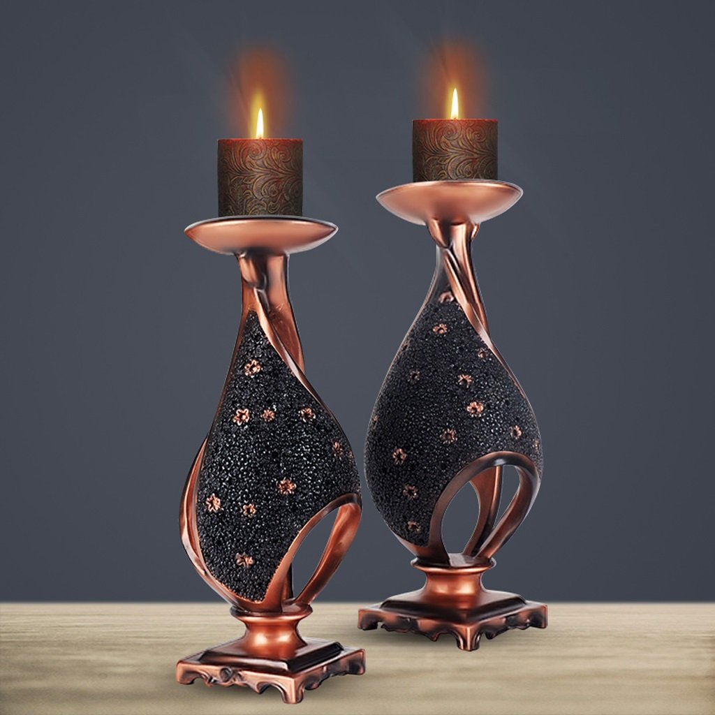 Nordischer Retro-Kerzenhalter, Ornamente, Duftkerzenhalter, Beleuchtungskerzenhalter, geeignet für Wohnzimmer, Büro, Esszimmer, Kerzenständer (Messing)