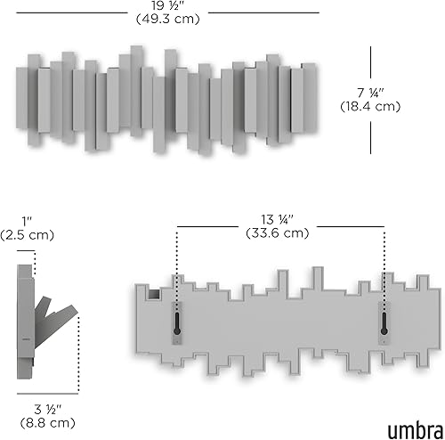 Vista 26 de Perchero de pared de barras con cinco ganchos de Umbra Espresso