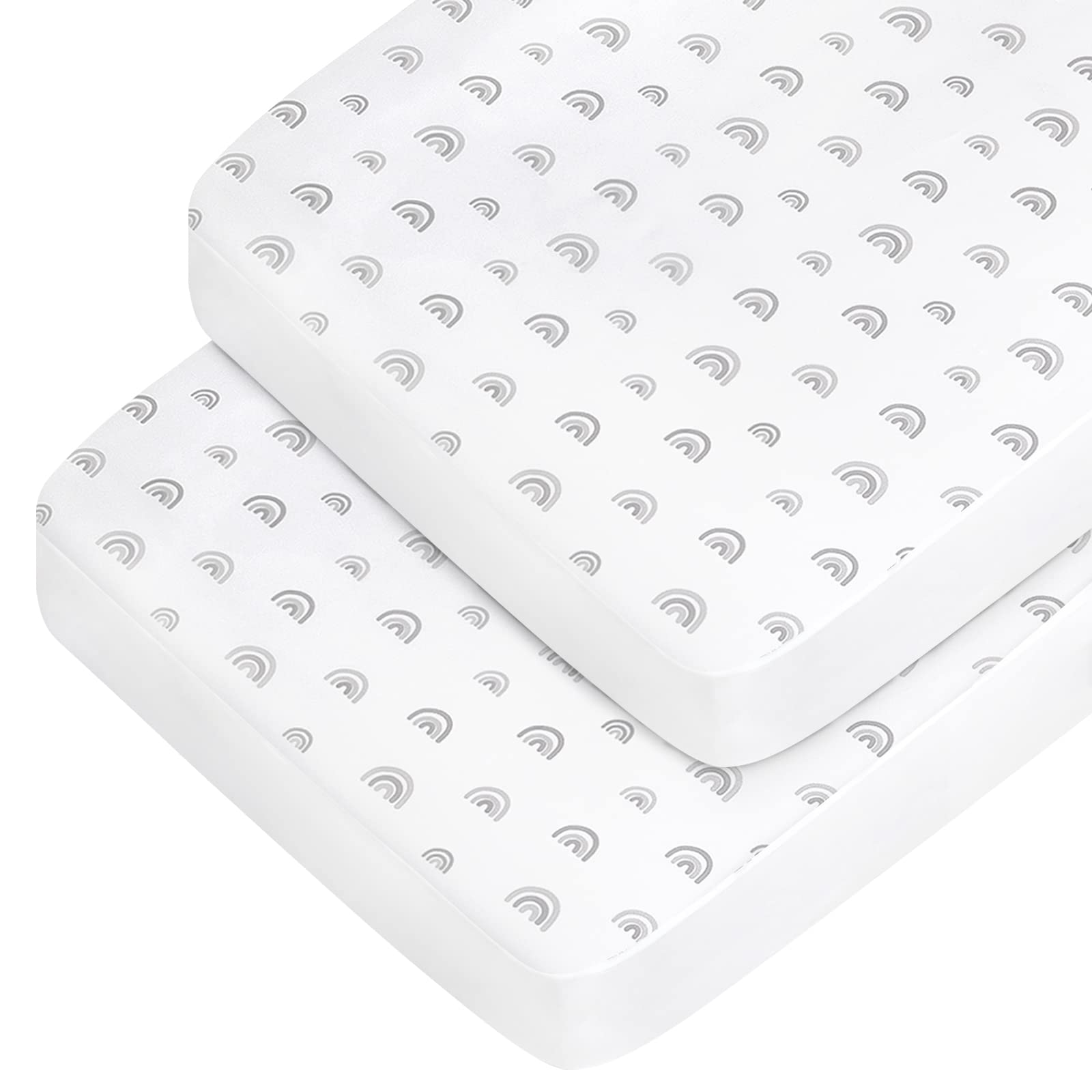 Crib Sheets Boy Girl, 2 Pack Baby Crib Sheets for Standard Crib Mattress & Toddler Bed Mattress, Snug Fit Breathable Soft Fitted Crib Sheet, Gray