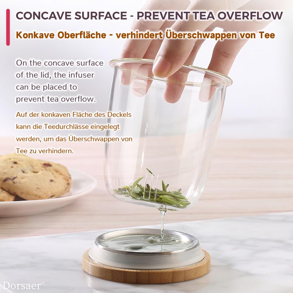 Tazza da tè in vetro da 500 ml con infusore e coperchio, per macerare il tè a casa e in ufficio. Tazze da tè in vetro trasparente con infusore e coperchio