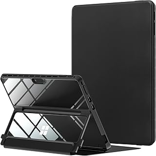 MoKo Designed for Surface Pro 9 Case/Surface Pro 8 Case, Crystal Clear Multi-Angle Shockproof Cover for Microsoft Surface Pro 9 (2022), Work with Surface Pro Signature Keyboard, Black