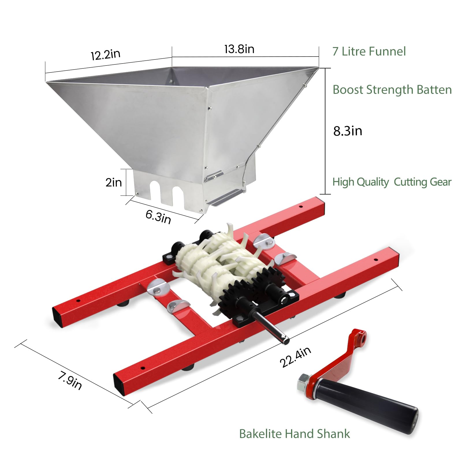 SQUEEZE master 7L Obstmühle Edelstahl Apfelpresse Traubenmühle Maischemühle Fruchtbrecher Pulper Mühle mit Handkurbel für Apfelwein