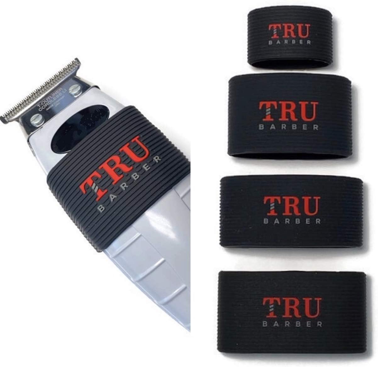 TRU BARBER clipper bands 4 PCS, clipper sleeve for barbers, clipper sleeve for barber tools, non slip, heat resistant (Black)
