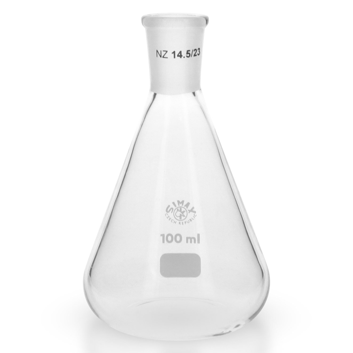 6x Erlenmeyerkolben 100ml mit Normschliff 14/23 aus hitzefestem Borosilikatglas 3.3 (Laborglas)