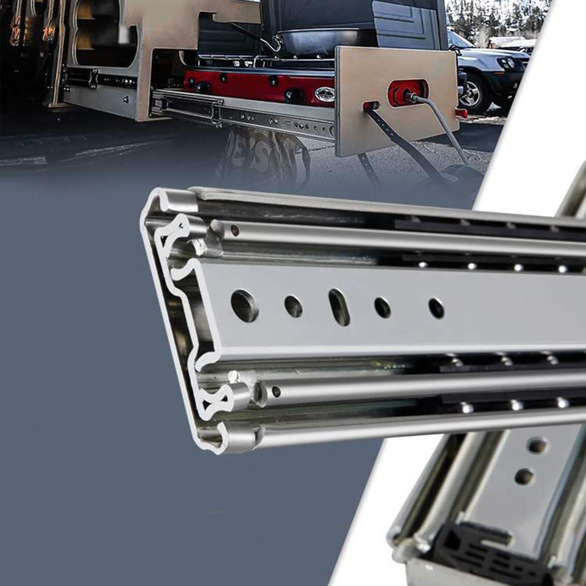 Schubladenschienen Schwerlast mit Schloss Vollauszug Schubladen Schienensystem 10 12 16 18 Inch Strapazierfähig Schubladenauszug 1 Paar(20in)