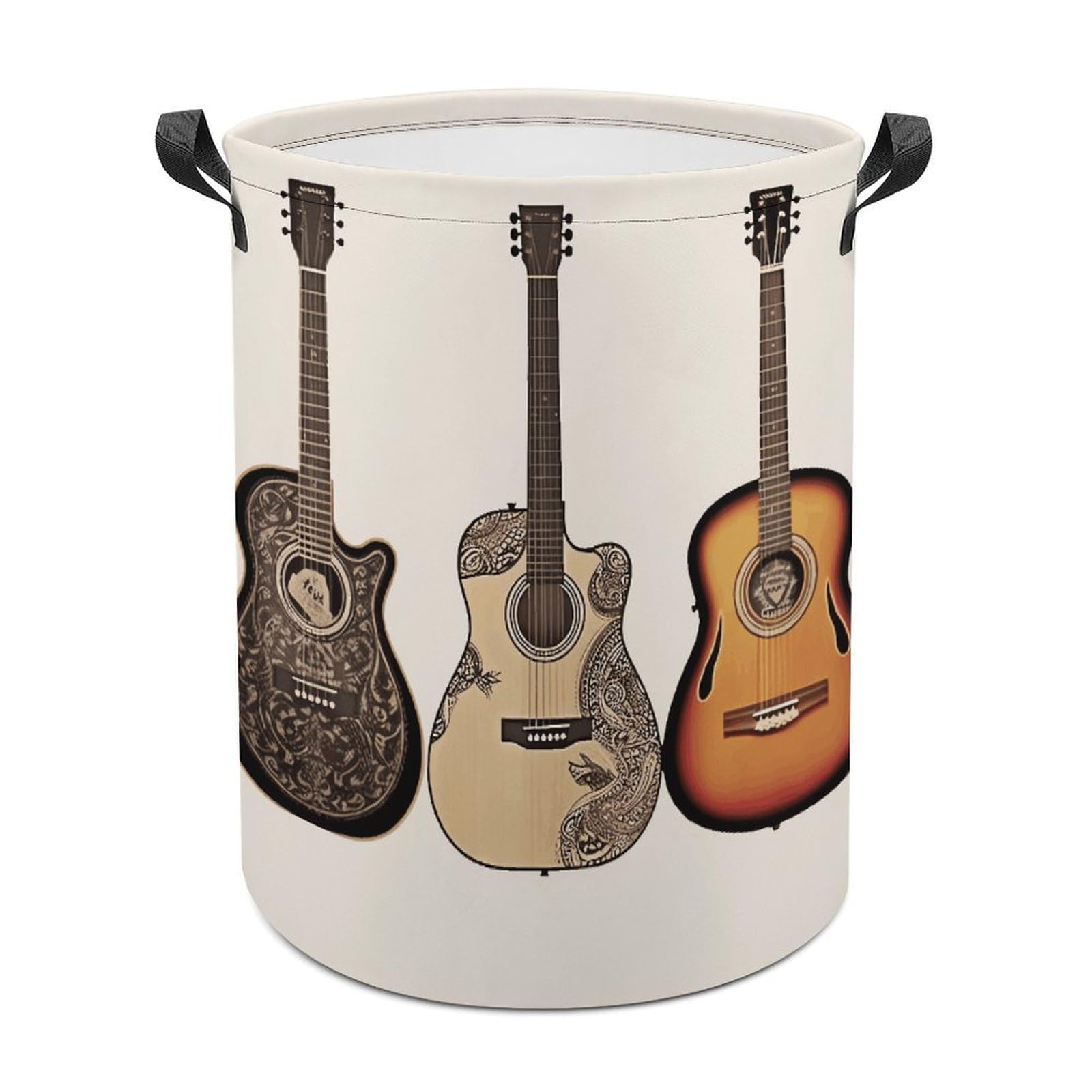 Guitar Laundry Basket Freestanding Waterproof Laundry Hamper Collapsible Tall Clothes Hamper with Reinforced Handles Waterproof Laundry Bag for Dorm Bathroom Home 44x44cm