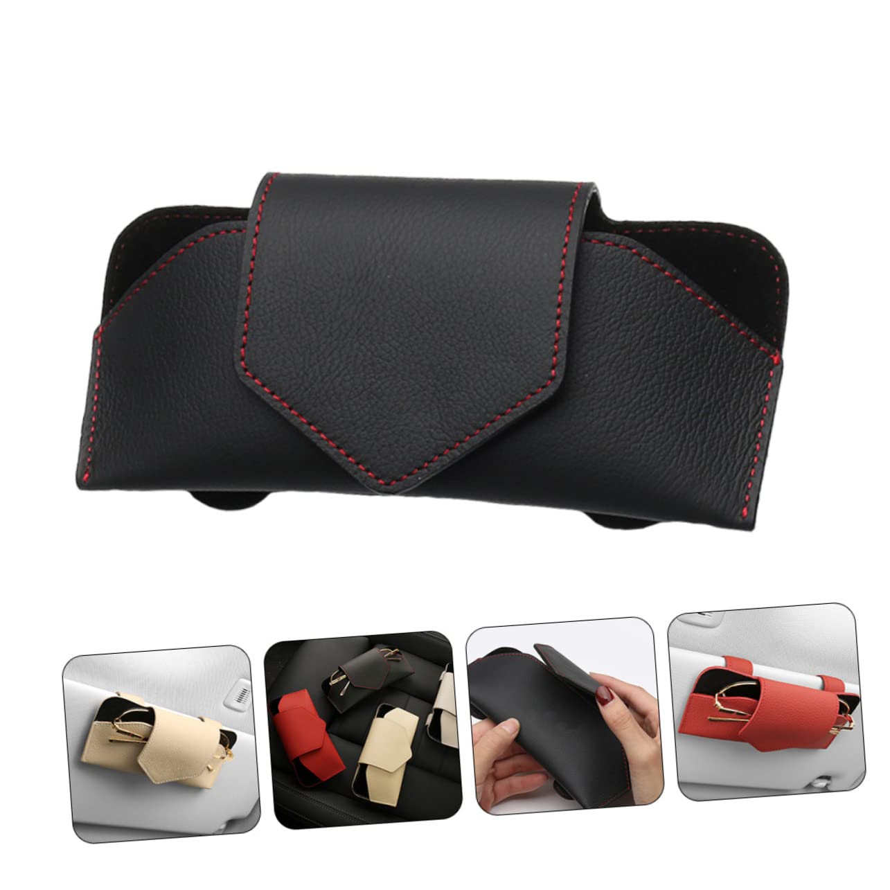 iplusmile 2pièces Organisateur De Lunettes Auto Cuir Pu Clip De Pare-soleil Pratique Pour Voiture Accessoire Élégant Et Installation Facile Pour Sécuriser Vos Lunettes Et Cartes