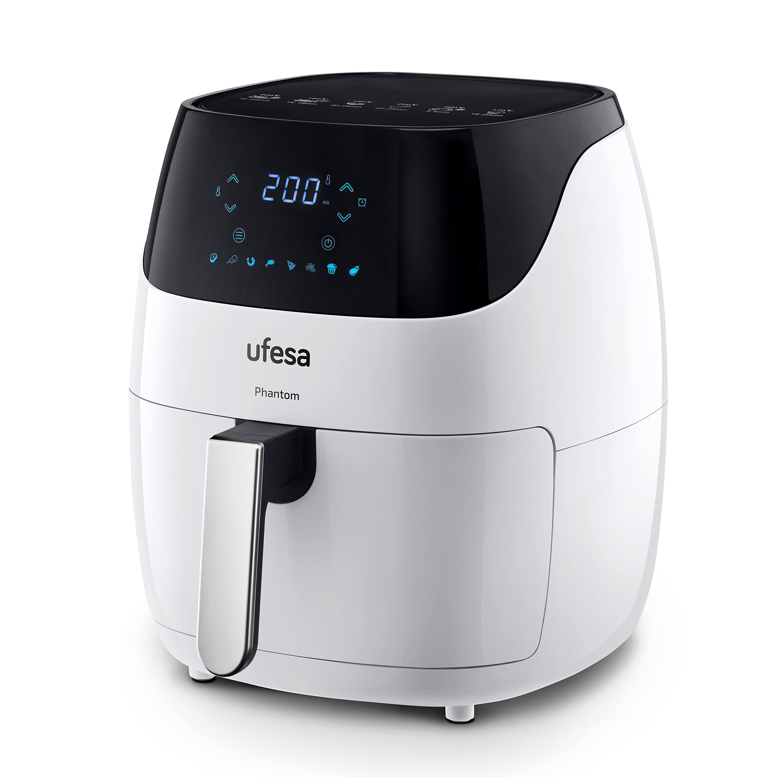 Ufesa AF5100 White Phantom Friteuse Heißluftfritteuse Weiß mit WLAN, 5 L, Digitale Touch-Steuerung, 8 Programme, 1500 W, APP mit Rezept, Temperatur und Zeit einstellbar, Amazon-Exklusiv