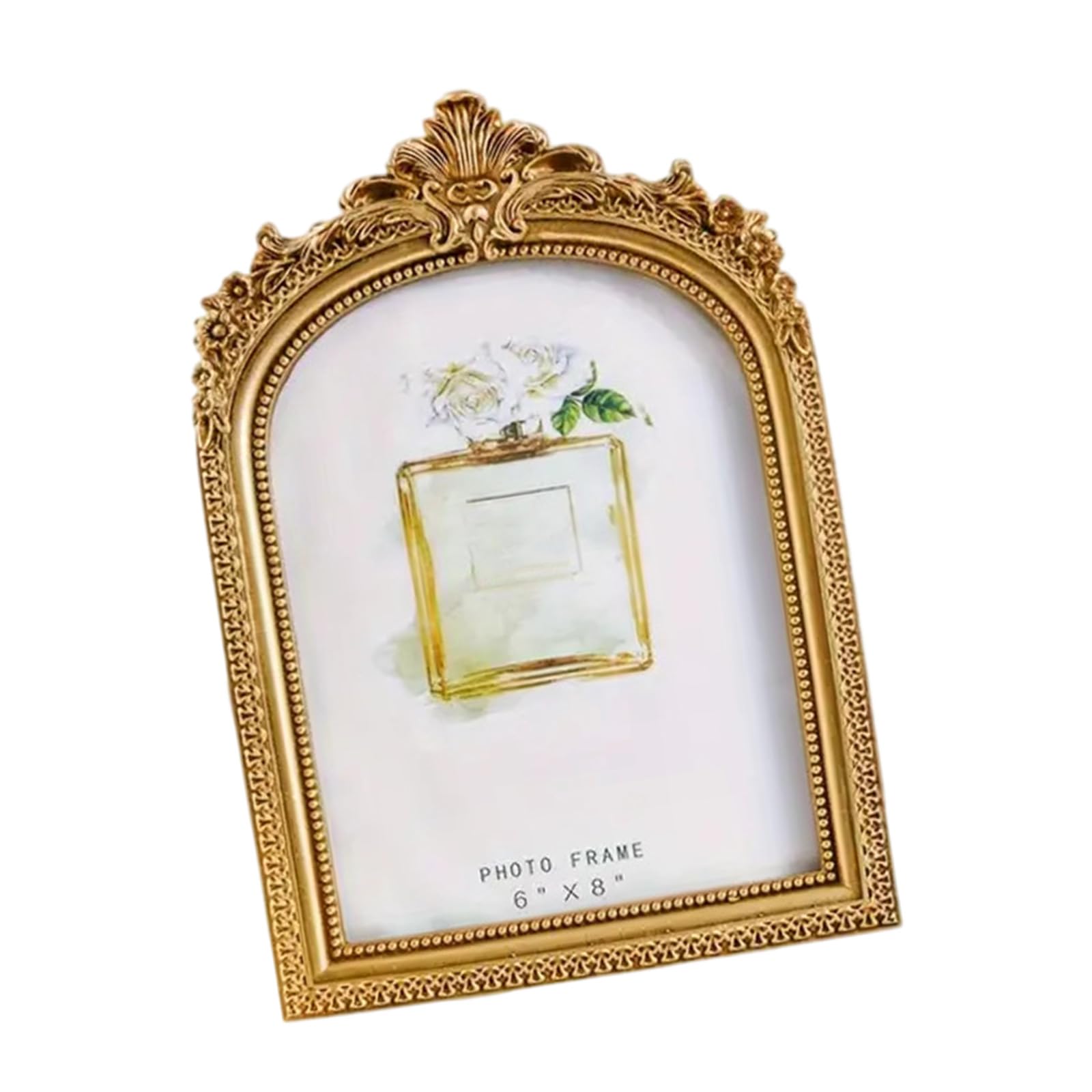 HDOYTXXM Handcrafted Arched Shape Resins Pictures Frame with Detailed Carvings for Timelessly Home Decoration Ornate Rosin Frame