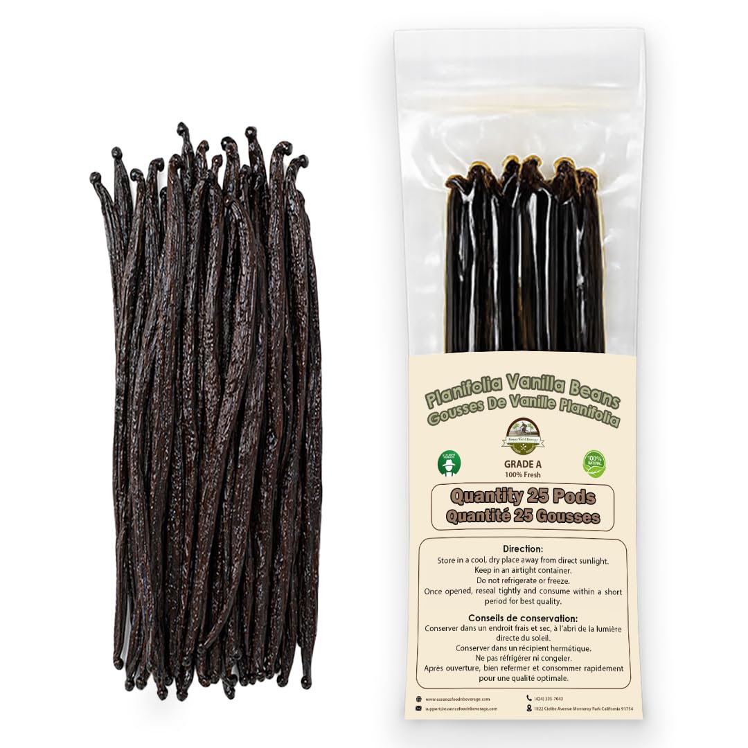 25 Large Vanilla Beans For Making Vanilla Extract Grade A - NON-GMO Fresh Vanilla Bean pods 6-8" Inches Plump baking.