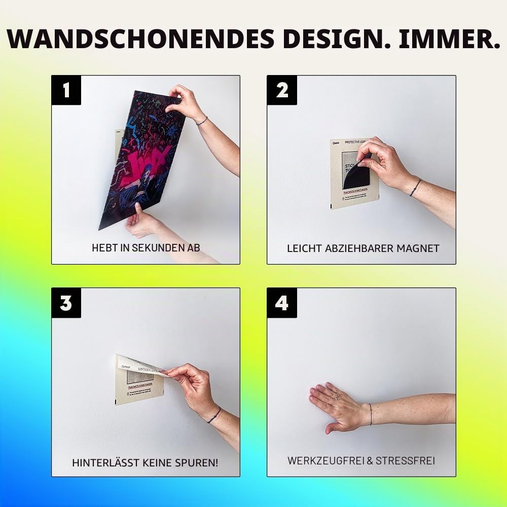 Displate Magnete für Metallposter Selbstklebend Set 9 Stück - Magnete Stark zum Kleben für Wand - Neodym Magnet Kit - Einfache Montage - Magnetische Wandkunst - Schutzblatt gratis
