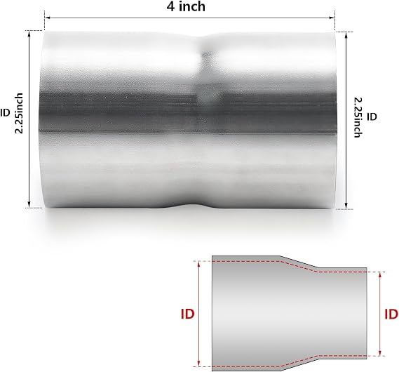 A-KARCK Exhaust Adapter Connector 2.25 ID to 2.25 ID, Exhaust Pipe Reducer 4 Overall Length 304 Stainless Steel