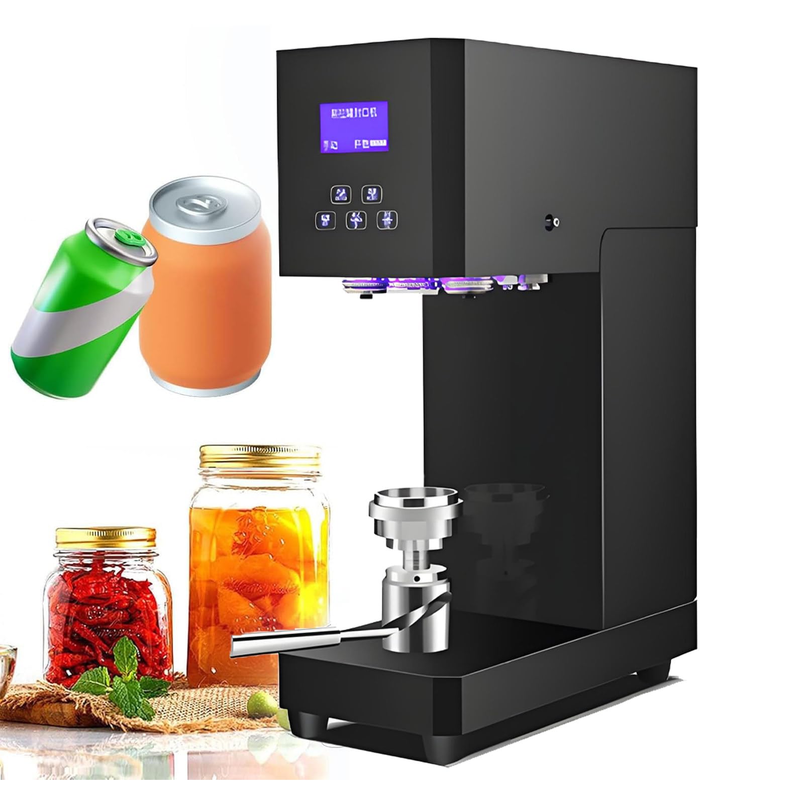 Ofyphth Commercial Automatic Can Sealer Machine, Electric Canning Machine, 2.4-6.7 inch Height Adjustable, Ideal for Home Cafe Restaurant & Beverage. Black