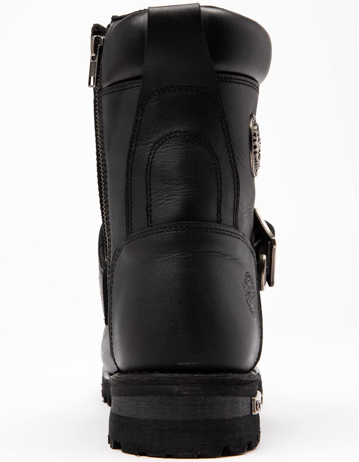 Milwaukee Leather Men's MBM101 Black Leather Lace-Up Engineer Motorcycle Boots w/Buckles and Side Zipper