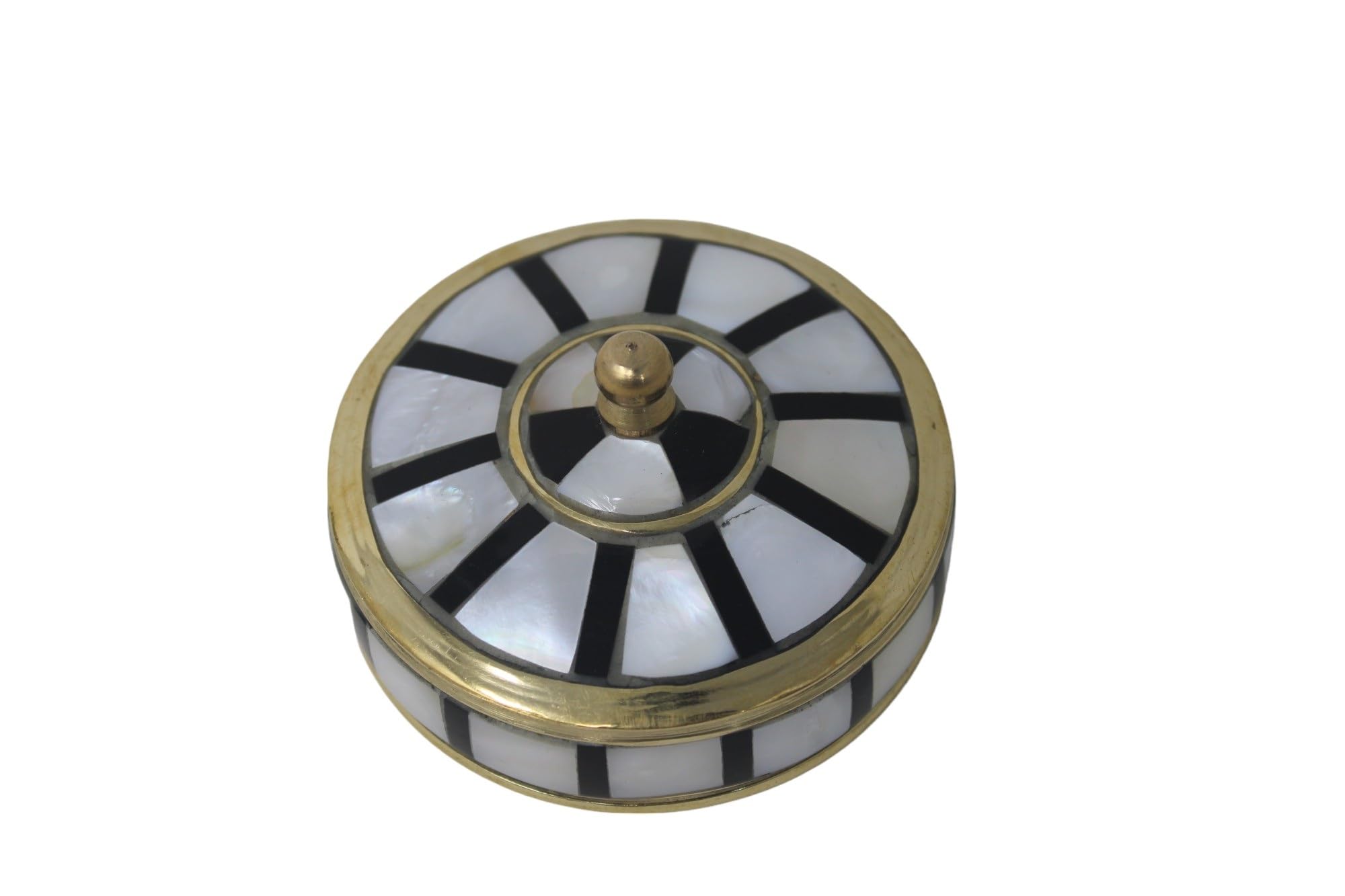 Decorative Jewelry Trinket Box Unique Gift For Home Décor Antique Metal Case with Mother of Pearl Sindoor Box/Coin Box (Single Black)