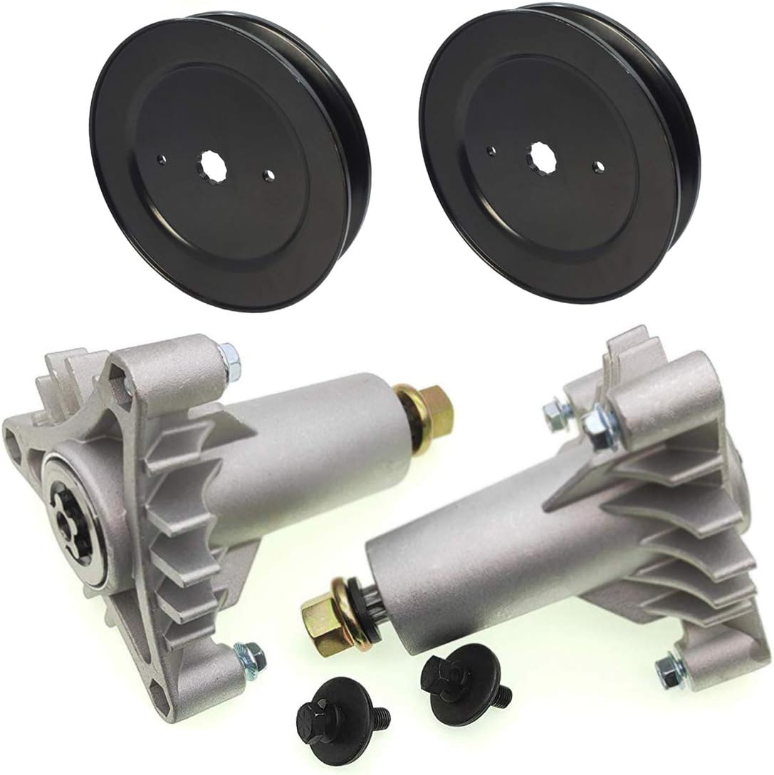 5 pt. Star Blade Mount 2 Spindle Assembly + 2 Pulley Replaces AYP 532130794,130794 mounting Hardware is Included+ Pulley 153535, 173436,Used on 42" Ventilated Deck